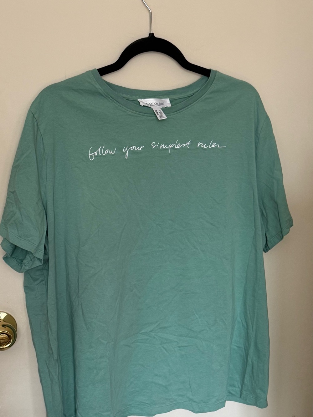 Addition Elle Sage Green Tee with White Script